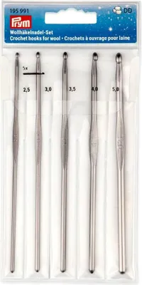 Obrázok produktu pre Háčkovacie ihlice na vlnu, 14 cm, 2,50-5,00 mm, striebornosivé
