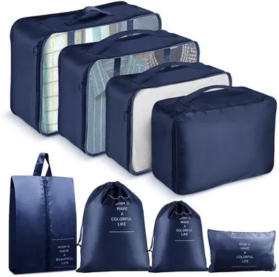 Image de Kit d'organisation pour valise, 8 pièces, en plastique, compartiments pour sacs de voyage