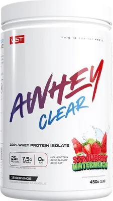 Produktbild von VAST Sports AWHEY Clear, Puder, Molkenprotein isoliert, Erdbeere, Wassermelone, L-Alanin, L-Arginin, L-Asparaginsäure, L-Cystein, L-Glutaminsäure, L-Glutamin, L-Glycin,..., 25 g, 104 kcal