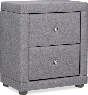 Image de Table de chevet Table de nuit Table d'appoint Chambre Tissu Gris Table de lit Guéridon de nuit