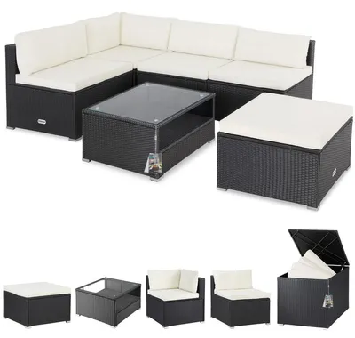 Produktbild von CASARIA Gartenmöbel Lounge Set für 8 Personen mit Tisch Schwarz-Creme