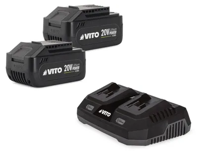 Produktbild von 2 Batterien Lithium, 20V, 4,0Ah + kabelloses Ladegerät für zwei Batterien, Modell LI VITO