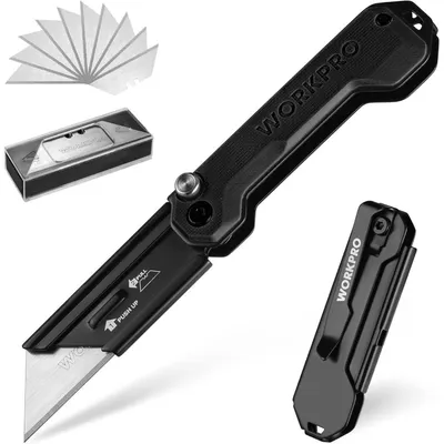 Produktbild von Klappmesser mit Schnellwechselmechanismus, G10-Griff, 10 SK5-Klingen, Schwarz