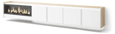 Produktbild von TV-Möbel Holzeffekt weiß und eiche 315x35x50cm Kamin mit Feuereffekt