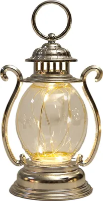 Produktbild von LED-Hängelaterne im Retro-Stil mit Haken, sanfte Beleuchtung, batteriebetriebenes LED-Nachtlicht für den Schreibtisch, Party-Dekoration, Silber