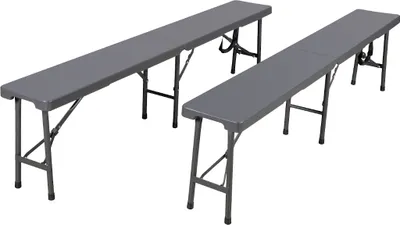 Produktbild von HATTORO Bierzeltgarnitur Gartenbank Set Klappbank Campingbank Sitzbank Partybank Bierbank Faltbank klappbar tragbar 180 cm grau