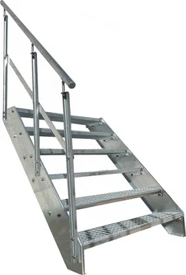 Zdjęcie produktu dla Kratownica stalowa podłużnica schody 6 stopni poręcz lewa - ocynkowana - (szer. x wys. x gł.) 140 x 114 x 120 cm