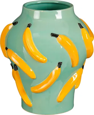 Produktbild von Mica Decorations Moza Vase - H30 x Ø27 cm - Keramik - Grün, Gelb