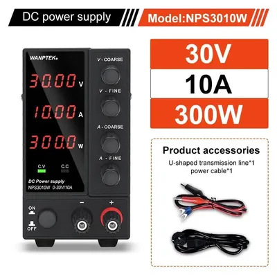 Image de Alimentation de laboratoire DC - NPS3010W - Réglable de 0 à 30V et de 0 à 10A - Affichage numérique à 4 chiffres - Alimentation stabilisée à découpage - Sortie unique de 200 à 300W