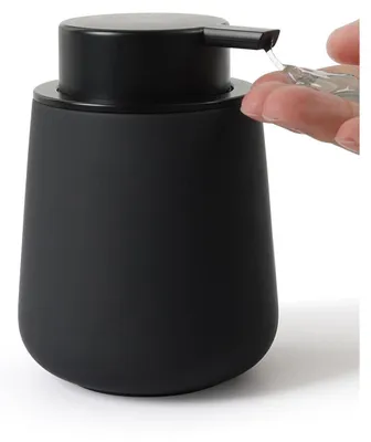 Obrázek produktu pro Keramický dávkovač mýdla, černý, 350 ml, s možností doplňování, velká pumpa, vhodný do kuchyně i koupelny