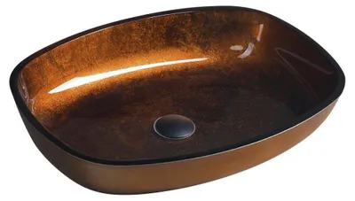 Zdjęcie produktu dla Sapho Beauty - Umywalka nablatowa, 540x395 mm, bez przelewu, brązowe szkło TY223