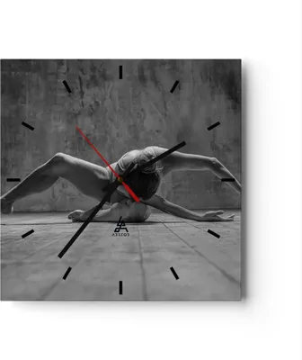 Produktbild von Wanduhr - Quadrat - Glasuhr - Tanz Schwarzweiß Frau - 30x30cm - Schleichendes Uhrwerk - Lautlos - zum Aufhängen bereit - Dekoration Modern - Wanddekoration aus Glas - C3AC30x30-4352