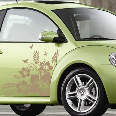 Produktbild von Aufkleber - Autoaufkleber-Set "Hibiskus Ranke" 2 Stk. je 60cm x 60cm braun - Tuning Carystyling Heckscheibe Auto