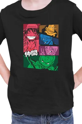 Obrázek produktu pro Dětské Triko Japan Manga Anime Comics Animation One Manga Piece Anime Pirate Crew, 12-13 Jahr - 152 / Černá