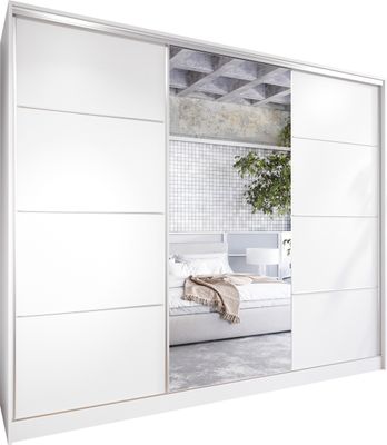 Schiebetürenschrank mit Spiegel und Schubladen ELLI D 270 weiß Schlafzimmerschrank Garderobenschrank
