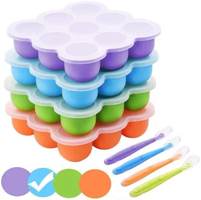Produktbild von Babynahrung-Aufbewahrungsbehälter – Silikon-Gefrierbehälter – Luftdichter Deckel – BPA-frei – Stapelbar – Gefrierbehälter – Für selbstgemachte Babynahrung – Gefrierbox
