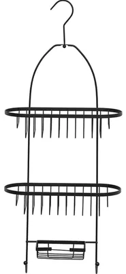 Produktbild von Tendance Hangende Duschablage mit Seifenschale - schwarz - 3-lagig - 26 x 63 cm - Metall - ohne Bohr