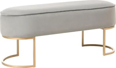 Produktbild von BELIANI Bettbank Hellgrau aus Samtstoff Goldenes Gestell 104 cm Glamourös Edel Elegant Sitzbank für Schlafzimmer