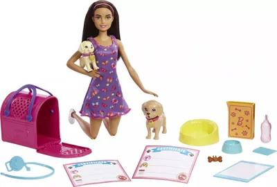 Produktbild von Barbie Hunde-Adoption Puppe (brünett), Spielset mit Zubehör