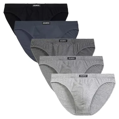 Produktbild von Sportliche Slips Herren Atlantic 5er-Pack grau schwarz 100% Baumwolle S