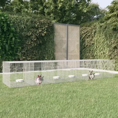 Produktbild von vidaXL Klec pro králíky 6 panelů 327x79x54 cm Pozinkované železo