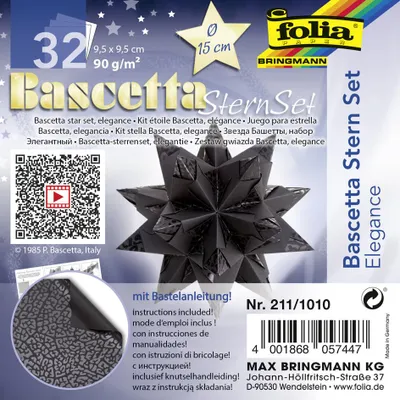 Produktbild von folia Faltblätter Bascetta-Stern Elegance 95 x 95 mm schwarz