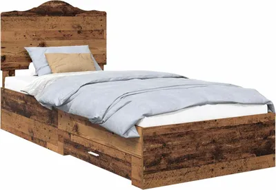 Produktbild von vidaXL Bettrahmen mit Schubladen Altholz 90 x 200 cm Holzwerkstoff