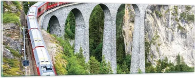 Produktbild von Bilder auf glas - Einteilig - Viadukt Landwasser Zug - 90x30cm - Glasbilder - Wandbilder - Bilder - zum Aufhängen bereit - Wanddekoration aus Glas - Glas Bilder - Wandbild auf Glas - GAB90x30-4605