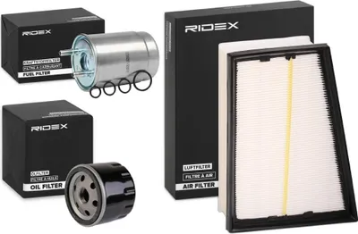 Produktbild von RIDEX Filterset Inspektionspaket Filtersatz für NISSAN Qashqai / Qashqai +2 I (J10, NJ10) für RENAULT MEGANE III Grandtour (KZ0/1) Clio IV Schrägheck