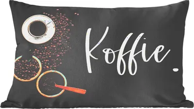 Produktbild von MuchoWow® Zierkissen Sofakissen Wohnzimmer Dekokissen 50x30 cm Sprichwörter - Kaffee - Zitate - Wohnzimmerdekoration - Polster mit Photo