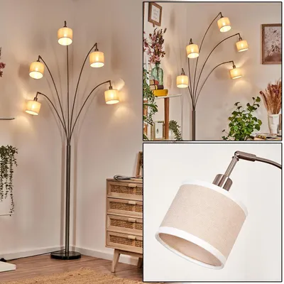 Produktbild von Schiavonea Stehlampe aus Metall/Stoff in Schwarz/Nickel-matt/Beige/Weiß