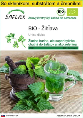 Obrázok produktu pre SAFLAX Kultivačný set - BIO - Žihľava - Urtica dioica - 2000 Semená - S mini skleníkom, pestovateľským substrátom a 2 črepníkmi