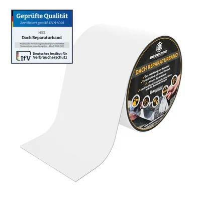 Produktbild von Dach Reparaturband DIY selbstklebend MicroSealant – Dichtband für Dach, Wohnwagen, Dachrinne & Leck Reparatur, sofort wasserdicht, Weiß 2,5m x 30cm
