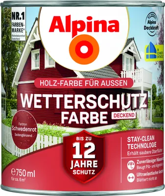 Produktbild von Alpina Wetterschutzfarbe 0,75 L schwedenrot