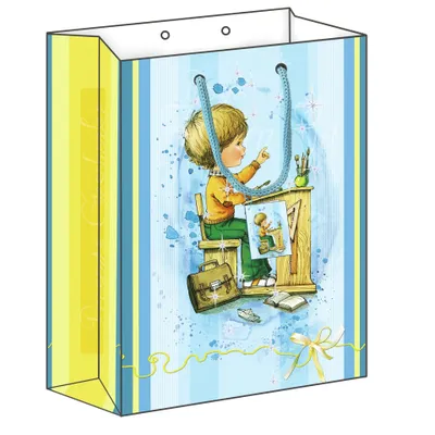 Produktbild von ROTH Schulanfangs-Serie "Mein Schulstart" Geschenkbeutel "Groß" blau, 19 x 24 cm
