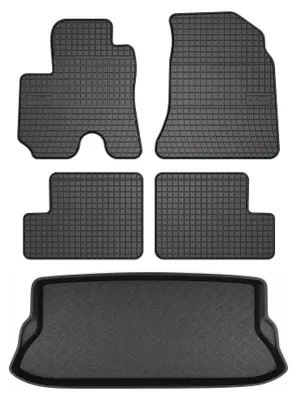 Zdjęcie produktu dla Dywaniki gumowe + mata bagażnika do Toyota RAV4 II 2003-2005 (3-drzwiowy) – czarne, dopasowane – Wielganizator SolidPRO
