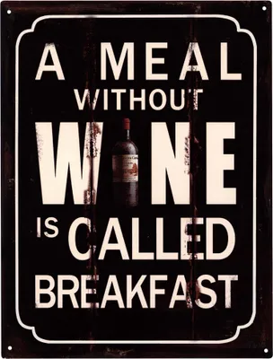 Produktbild von Moritz Deko Blechschild Sprüche Wein Wine is Breakfast Metallschild Retro Vintage-Design zur Dekoration Wanddekoration