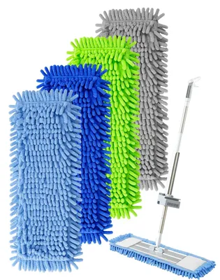 Image de 4 housses de mops en microfibre, adaptées aux mops de 40 cm