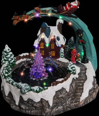 Produktbild von Weihnachtsmann Schlitten-Weihnachtskrippe, mit LED-Hintergrundbeleuchtung