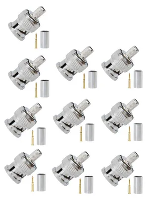 BNC-Crimpstecker für RG58-Kabel, 10 Stück, 50 Ohm