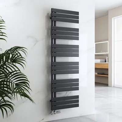 Zdjęcie produktu dla Podgrzewany wieszak na ręczniki EMKE Grzejnik łazienkowy Grzejnik panelowy Podłączenie boczne Ciepła woda naścienne 1599 x 500 mm Antracyt