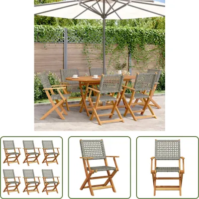 Produktbild von The Living Store Gartenstühle 6 Stk. Klappbar Grau Poly Rattan & Massivholz