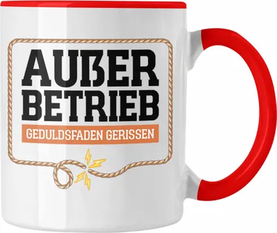 Produktbild von Trendation - Lustige Tasse Büro Arbeit Kollegin Kollege Außer Betrieb Geduldsfaden Gerissen Geschenk Chef Chefin (Rot)