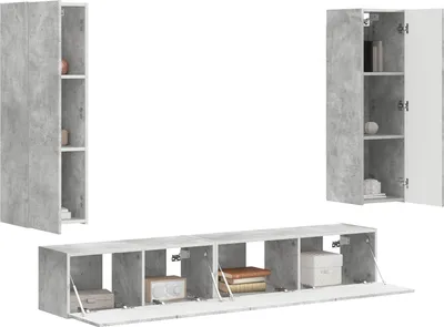 Produktbild von Langlebige TV-Schrankset Wandmontiert 3 pcs - Montage erforderlich - Beton Grau Holzwerkstoff - Möbel149421 - TV-Schränke