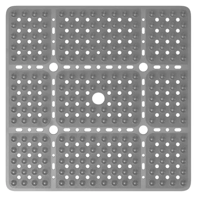 Obrázok produktu pre Protisklzová podložka pod sprchu, 70x70 cm, štvorcová, PVC, sivá, s prísavkami, proti plesniam