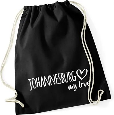 Produktbild von Huuraa Turnbeutel Johannesburg my love 12 Liter Black Baumwolle Rucksack Geschenkidee