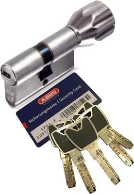 Produktbild von ABUS XP20S KXP20S Knaufzylinder Länge Z55/K60mm K=Knaufseite, mit Sicherungskarte und 5 Schlüssel mit Design-Clip, mit SKG** Bohrschutz