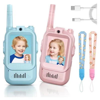 Produktbild von 2 Video-Walkie-Talkies für Kinder, geeignet für Jungen und Mädchen im Alter von 3 bis 12 Jahren zum Spielen mit der Familie