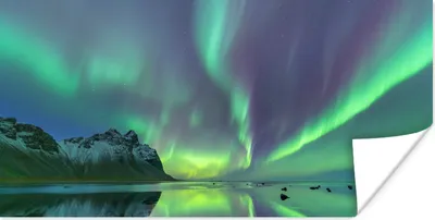Produktbild von MuchoWow® Poster Aurora - Nacht - Meer 150x75 cm - ohne Rahmen