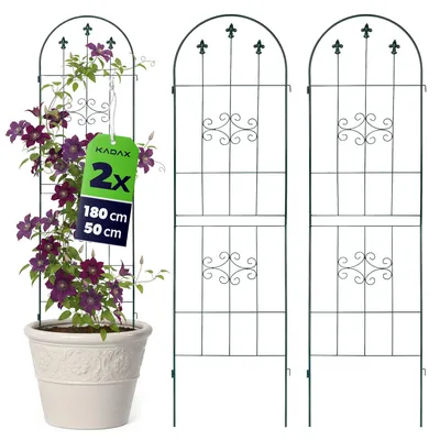 Imagen del producto de KADAX, celosía metálica de 50 x 180 cm, 2 unidades, soporte para plantas trepadoras, celosía para rosales hecha de acero con revestimiento en polvo, ideal para rosales trepadores y clemátides